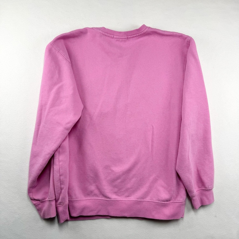 Full Tilt Womens Malibu Graphic Sweatshirt Pink Yellow Crewneck Fleece Small - Picture 2 of 3
